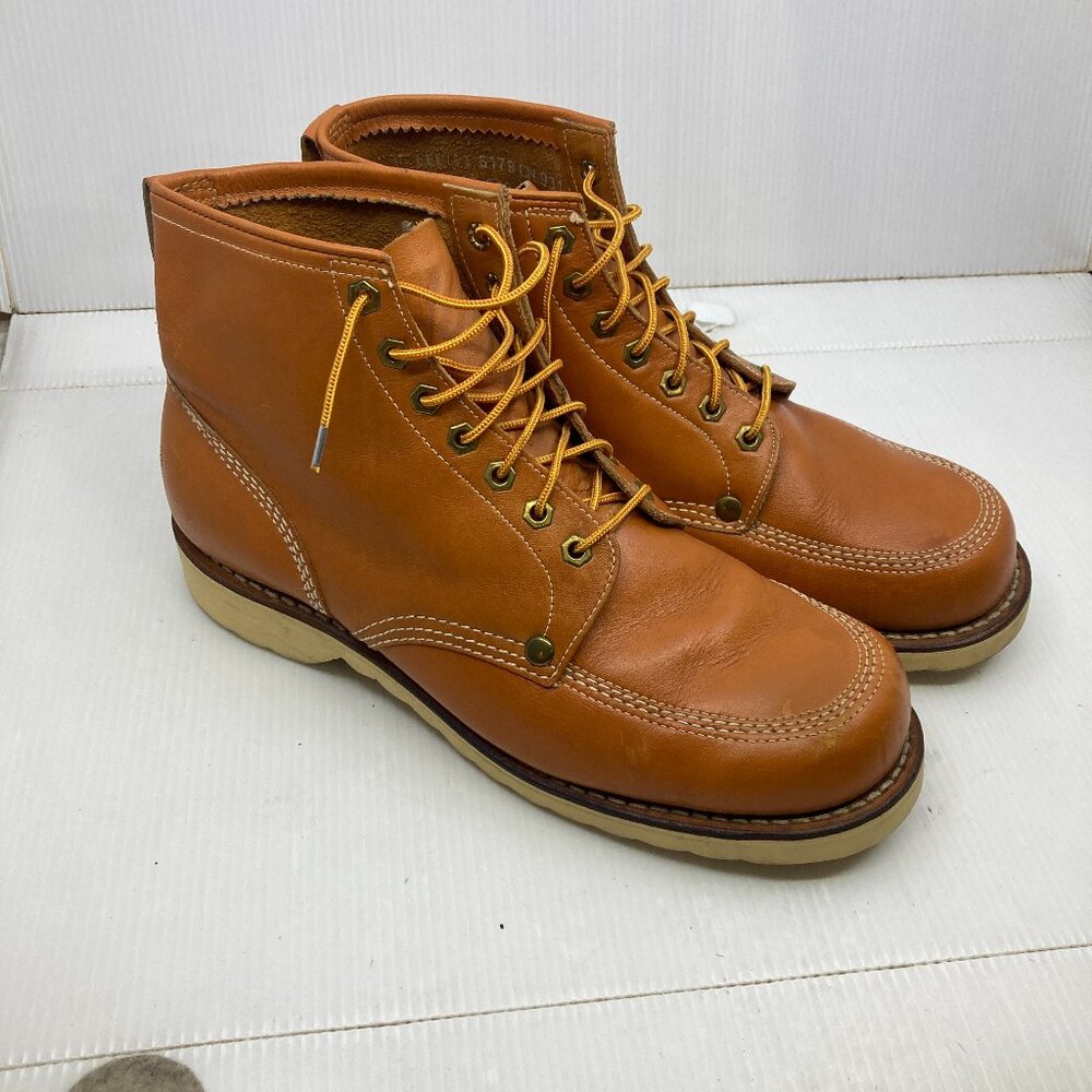 Vtg STATUS 1980 work rockabilly moc red wing style mens boots sz 10 EEE